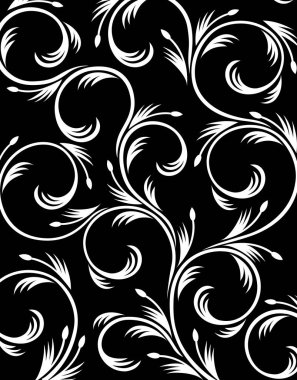 Çiçek elementleriyle soyut siyah beyaz dekoratif arkaplan       