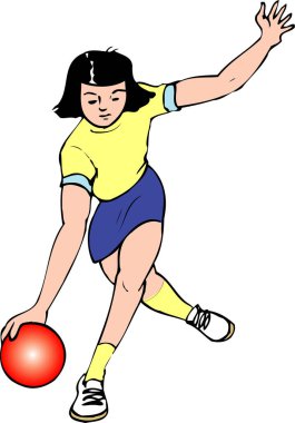 Kız ileri doğru eğilirken kırmızı top atıyor