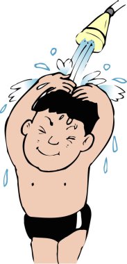 Duş alan bir çocuğun resmi 