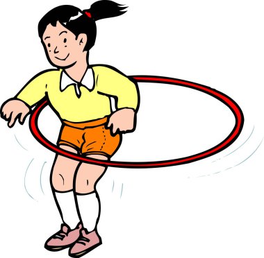 Beyaz arka planda hula çemberi olan kız