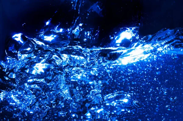 Fotografia Macro Respingo Água Azul Com Bolhas Resumo Água Respingo — Fotografia de Stock