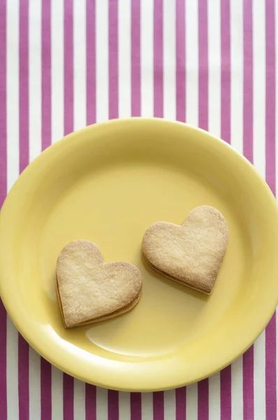 Vista Close Deliciosos Biscoitos Forma Coração Doce — Fotografia de Stock