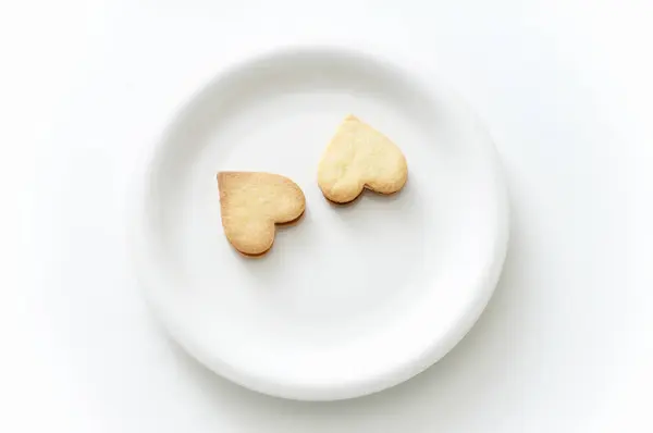 Vue Rapprochée Délicieux Biscuits Forme Coeur Sucré — Photo