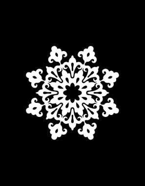 Beyaz kar tanesi siluet siyah arka plan üzerine