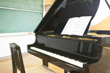 Boş beyaz odası olan boş kuyruklu piyano