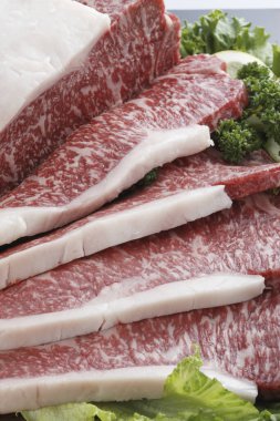 Baharatlı ve otlu çiğ et dilimleri