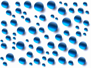 Şeffaf küreleri olan mavi arkaplan. vektör illüstrasyonu.