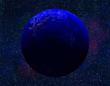 Uzaydaki gezegenin gece görüntüsü