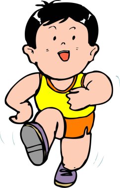 Spor yapan bir çizgi film çocuğunun resmi.