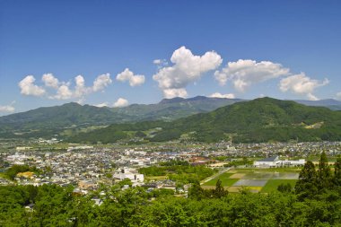 Shizuoka 'nın tepesinden Fuji Dağı manzarası, Japonya
