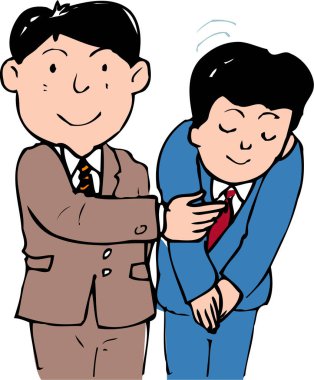 Üst düzey bir erkek yöneticinin genç bir erkek çalışanın omzunu okşaması bir takdir göstergesi..