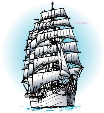 Doğada çizgi film tarzında bir yelkenli.