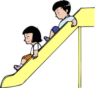 Beyaz arka planda slaytta kayan çocukların resimleri