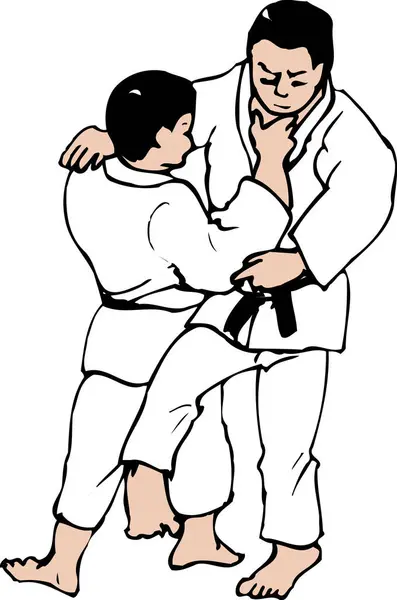 two male karate fighters, cartoon illustration