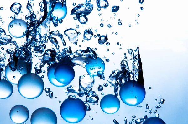 blue water bubbles on white background
