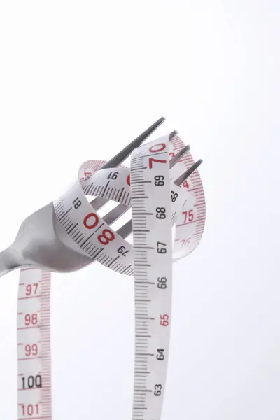 Measure Tape Fork Tape Measure Wrapped Fork — Stock Photo, Image