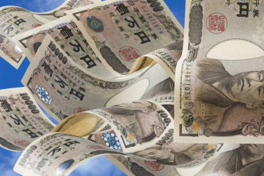 Japon yen faturaları ve Japon yen banknotları. Japon banknotları.