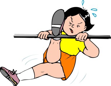 Çizgi film kızı çıtada egzersiz yapıyor. 