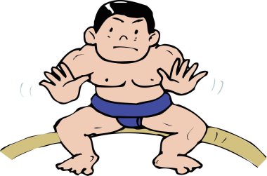 Çizgi film adamı sumo dövüşçüsü, illüstrasyon