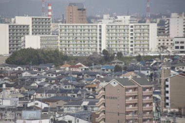 Tokyo şehrinin gündüz hava perspektifi.