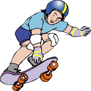 Kaykaylı bir adamın karikatür çizimi, spor