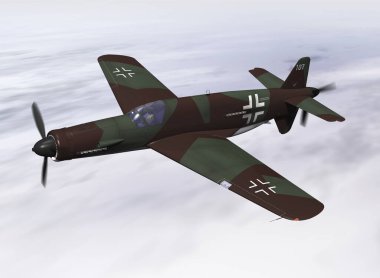 Gökyüzünde uçan eski uçağın renkli 3D görüntüsü