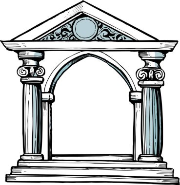 Beyaz arkaplanda antik kemer çizimi 