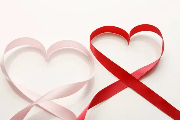 Corazones Forman Cintas Fondo Tarjeta Día San Valentín —  Fotos de Stock