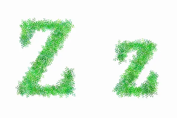 Bloemige Groene Alfabet Letters Witte Achtergrond Letter — Stockfoto