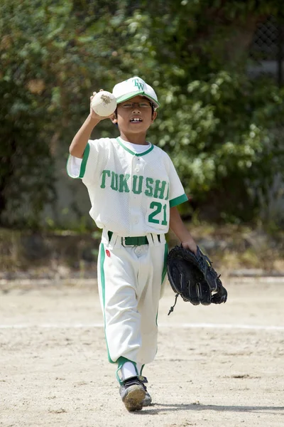 Japans Jongen Werper Spelen Honkbal Wedstrijd Kleine Competitie — Stockfoto