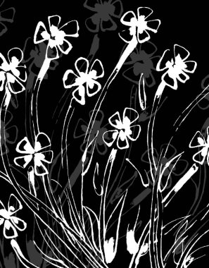 Soyut çiçeklerle el çizimi desen 