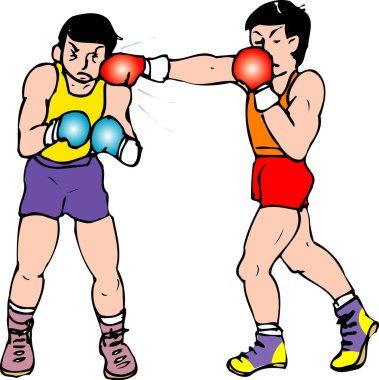 İki boksör illüstrasyon ve spor için savaşıyor. 