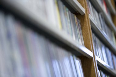 library shelves in row, education concept 