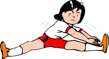 Beyazların üzerinde izole edilmiş bir kızın karikatür çizimi. 