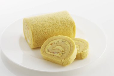 Tatlı vanilyalı rulo, arka planı kapat.