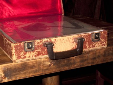 Eski moda bavul detayı yakın çekim görüntüsü