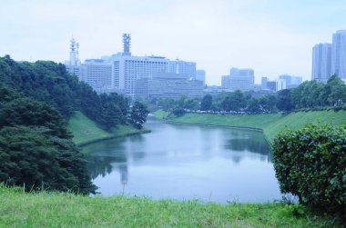 Gökdelenleri ve nehri olan şehir manzarası