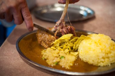 Lezzetli Asya yemekleri. Yakın çekim.