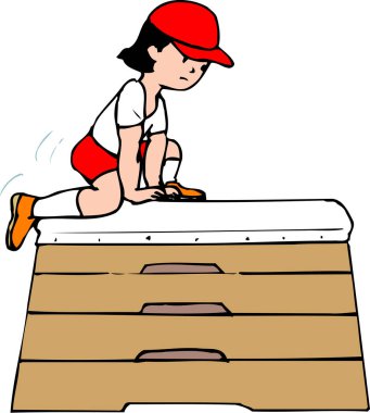 Genç kız atlıyor atlama kutusunun üzerinden