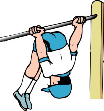 Beyaz arka planda çubuk üzerinde egzersiz yapan çocuk 