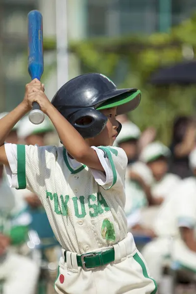 Japans Jongen Spelen Honkbal Spel Kleine Competitie — Stockfoto