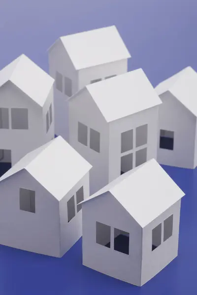 Модель Бумажных Домов Крупным Планом — стоковое фото