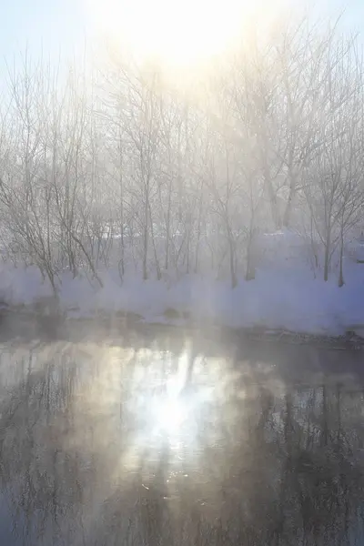 Bevroren Rivier Winter — Stockfoto