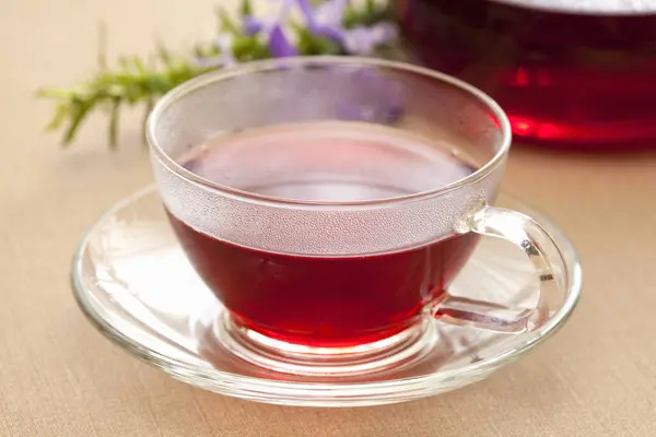 Hot Herbal Tea Transparent Cup — Stock Photo, Image