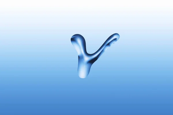Letter Blue Liquid Shape Isolated Light Background Alphabet — Stock Photo, Image