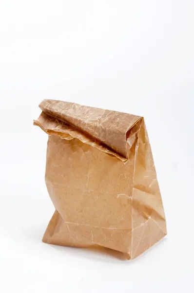 Close View Paper Bag White Background — Stock Photo, Image