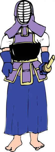 Cartoon Character Asian Samurai Sword — Stock Photo, Image