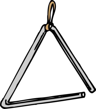 Döngülü gümüş üçgen perküsyon enstrümanının müzik sanatı çizimi.