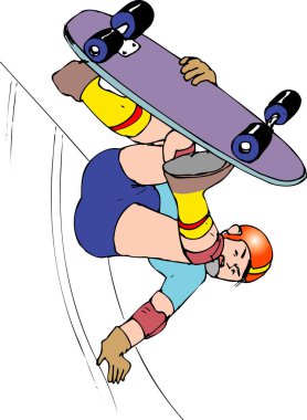 Kaykaylı bir adamın karikatür çizimi, spor