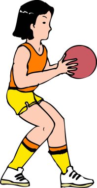 kız voleybol oynarken karikatür çizimi